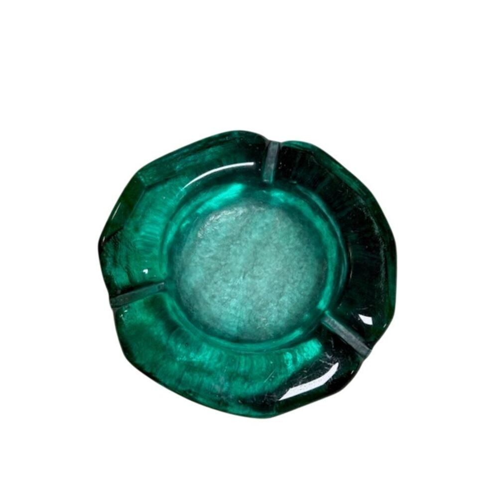Blenko Sea Green Octagonal Hand Crafted 8" Ashtray Mid Century Art Glass